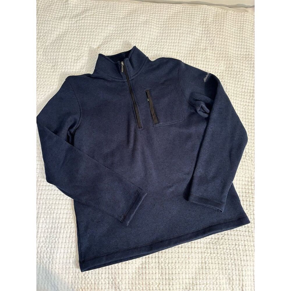 Eddie Bauer Men's Blue Fleece Quarter Zip Pullover Sweater Size XL